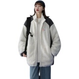 冬季新款中性风羊羔毛棉衣宽松舒适拼色小清新外套D118P115，女装棉衣/棉服，星座312B-1