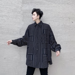 秋季男士宽松雅痞长袖衬衫情侣潮男夜店衬衣暗黑拉风衬衫D680图片