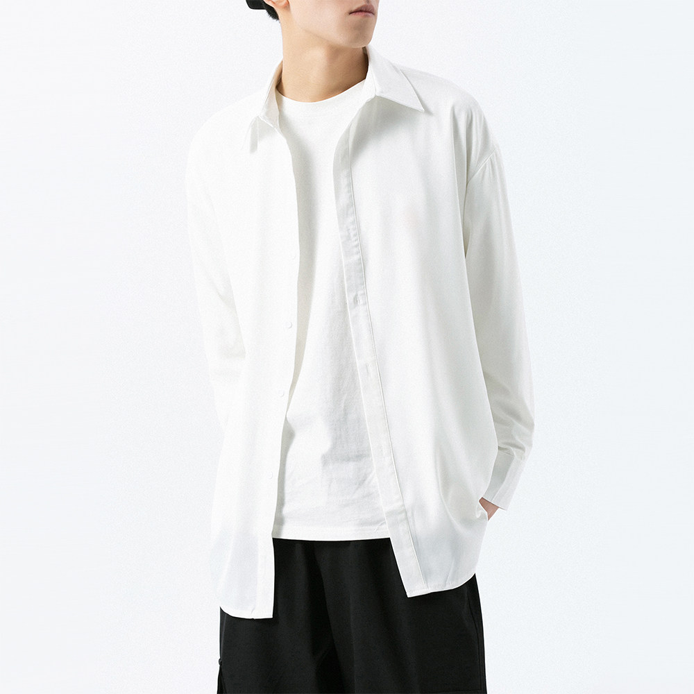2021秋季纯色宽松男士上衣精致韩风男外套衬衫D602P55图片