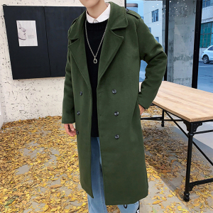 2021冬款呢大衣加长双排扣呢风衣男款拉风呢衣男外套冬装D501P135图片