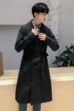 秋季潮款加长纯色百搭男风衣宽松韩版时尚风衣际范D39P140，男装风衣，星座312B-1
