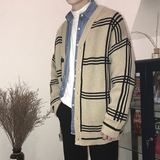 冬季潮款时尚大格子毛衣潮男款毛衣开衫百搭打底开衫毛衣D511P75，男装针织衫/毛衣，星座312B-1