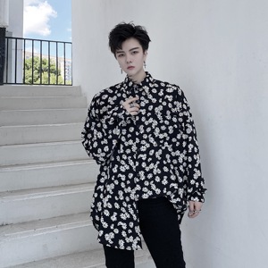 秋季男士宽松雅痞长袖衬衫情侣潮男夜店衬衣暗黑拉风衬衫D680图片