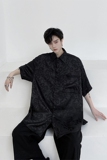 小众男士半袖宽松薄款龙纹提花仿真丝衬衫D643，男装衬衫，星座312B-1