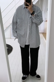 2021春夏季条纹工装长袖男士宽松衬衣简单衬衫D603P45，男装衬衫，星座312B-1