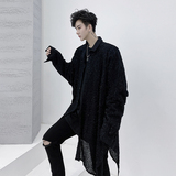 2021秋季潮款个性纹理中长款衬衫斜门禁长袖外套暗黑潮男D681P85，男装衬衫，星座312B-1