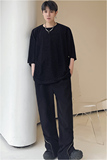 2023夏季金丝绒纯色波浪纹宽松小众休闲男士t恤D843P48，男装T恤，星座312B-1