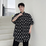 高品质短袖衬衫男士夏季潮流宽松衬衣个性时尚花衣服D710P55，男装衬衫，星座312B-1