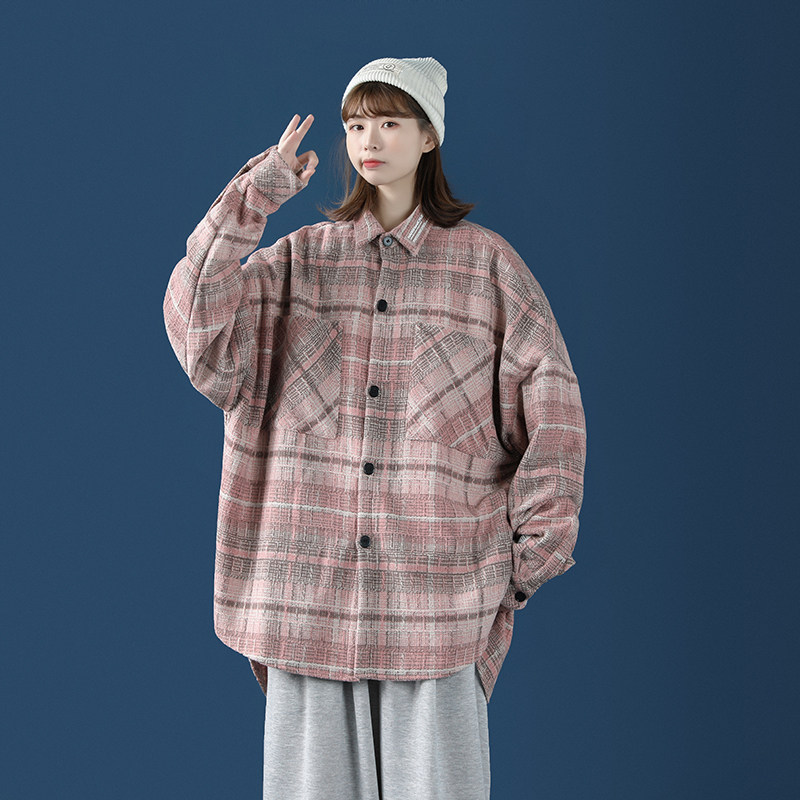 厚重粗花呢格子夹克外套上衣D107P70,女装衬衫,星座312B-1