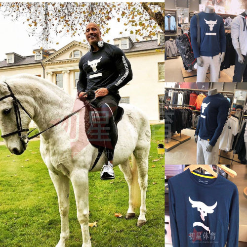 安德玛ua男牛头rock宽松长袖t恤