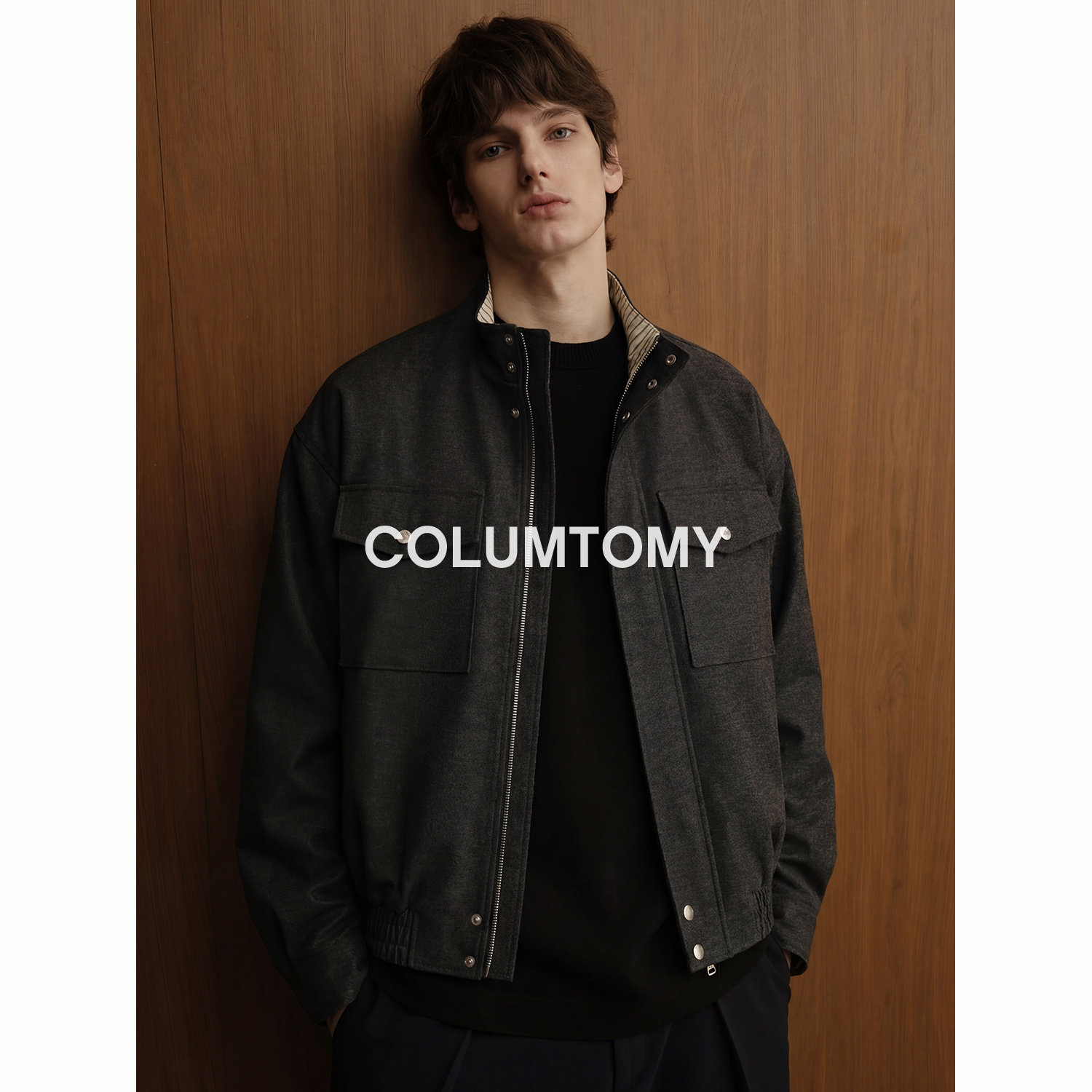 美式立领拼色夹克2026年春秋新款老钱风cleanfit男士外套潮流高级