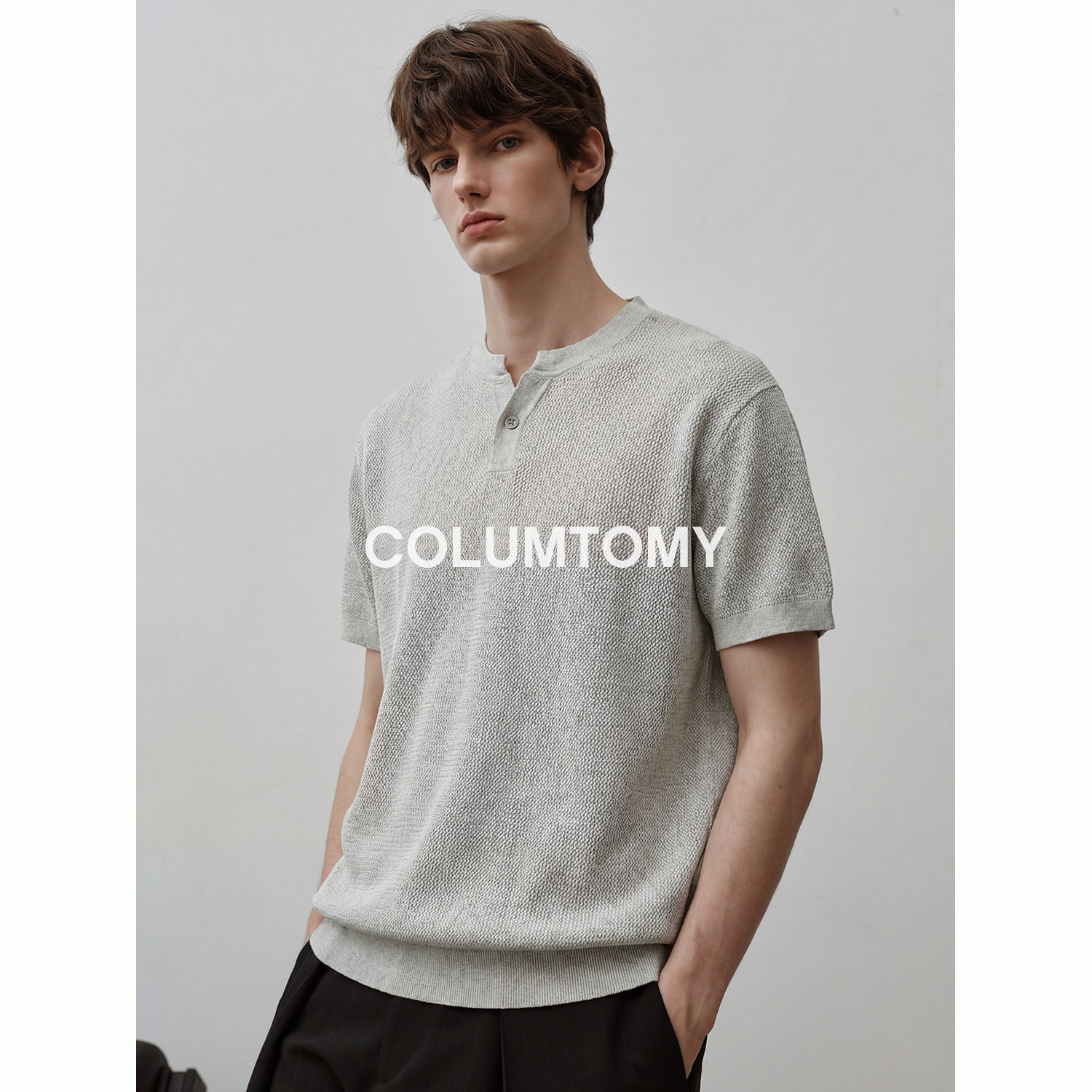 老钱风亨利领针织T恤短袖美式2026夏季新款Cleanfit百搭男士上衣