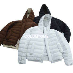 90白鸭绒连帽羽绒服2025冬季新款老钱风外套短款男加厚保暖高级感