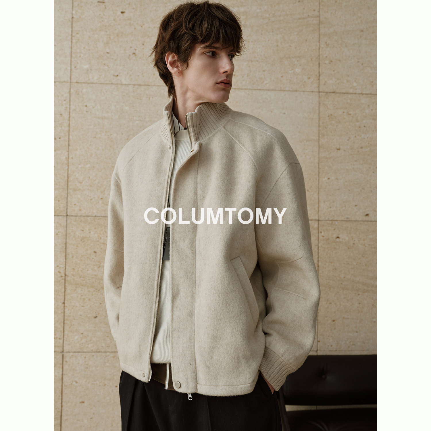 翻领短款含绵羊毛2025秋冬季新款毛呢男呢大衣高级感保暖加厚外套