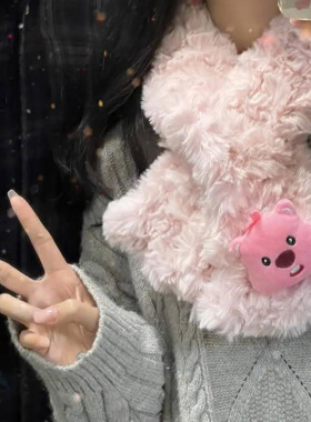loopy海狸围巾手工diy皮草绒毛线编织送女友礼物材料包可爱冬季暖