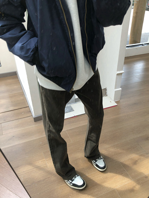 深绿色长裤牛仔BUFANSTUDIO微喇