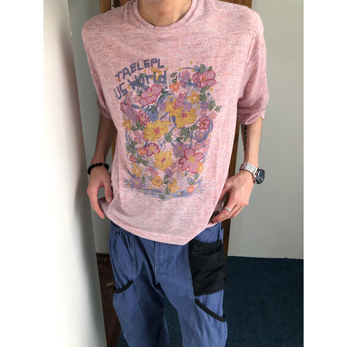 印花宽松罩衫慵懒风长袖针织衫