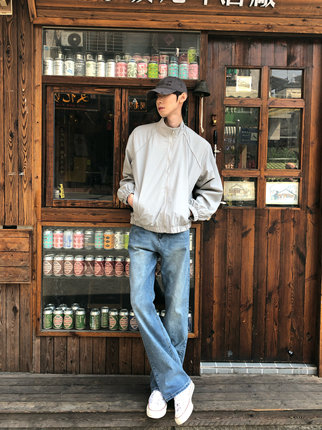 BUFANSTUDIO冰蓝色基础水洗牛仔裤cleanfit517微喇长裤显高显瘦潮