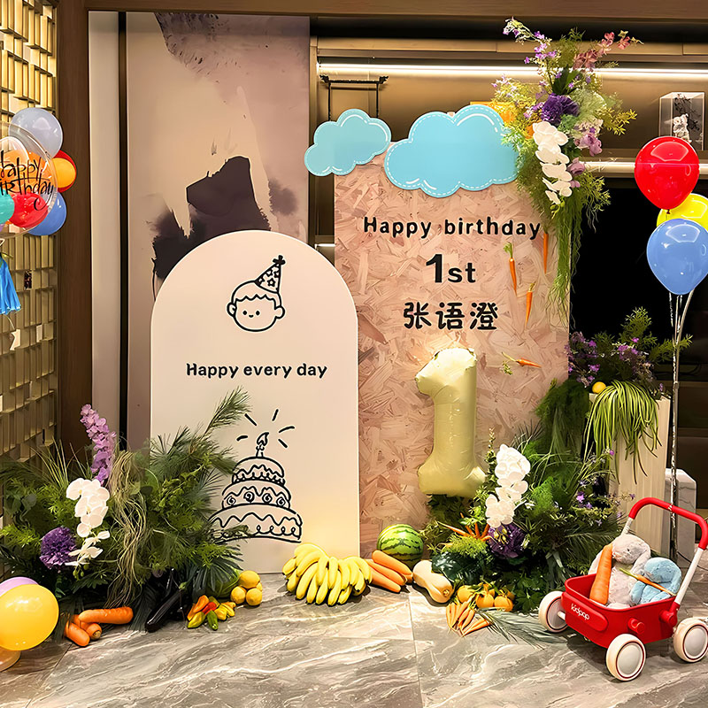 周岁生日布置装饰韩系简约韩式