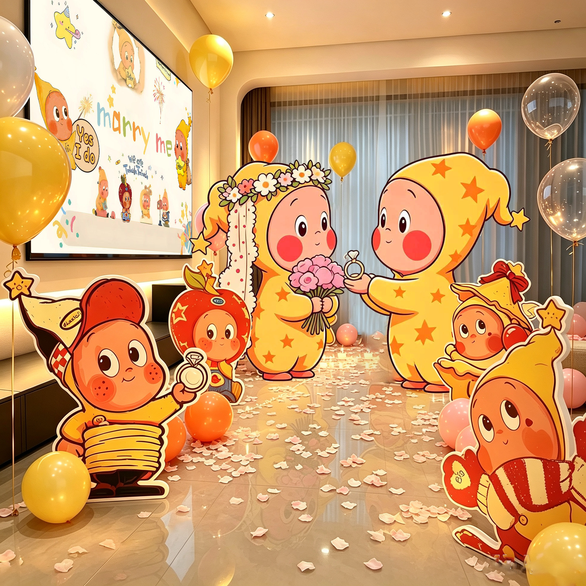 星星室内浪漫生日求婚布置套装家里酒店惊喜求婚七夕布置背景板