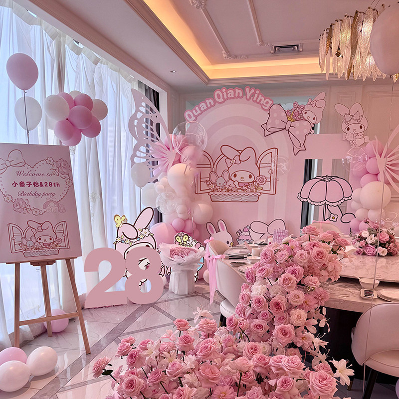 小红书同款生日装饰场景布置女孩10十周岁kt板女生成人氛围背景