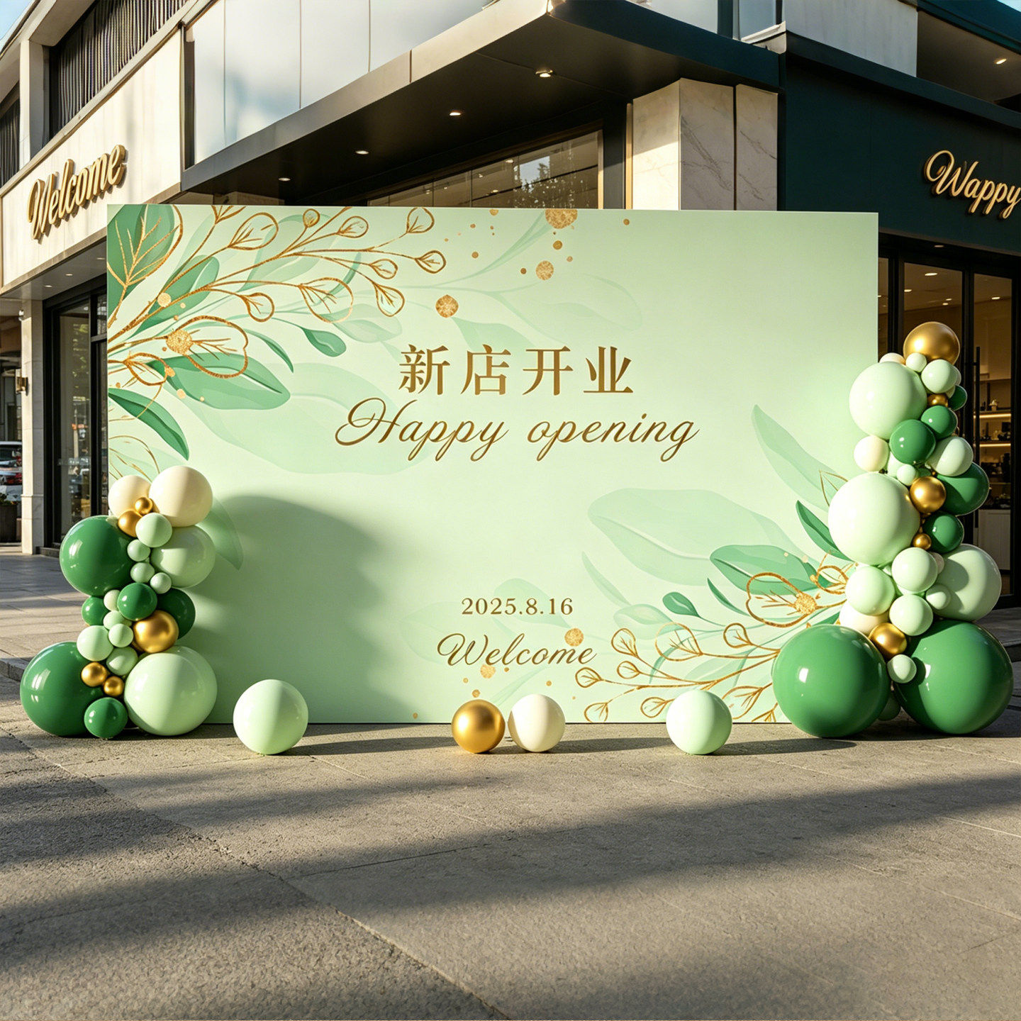 开业氛围布置618周年庆场景装饰新店开业气氛公司活动背景板KT板