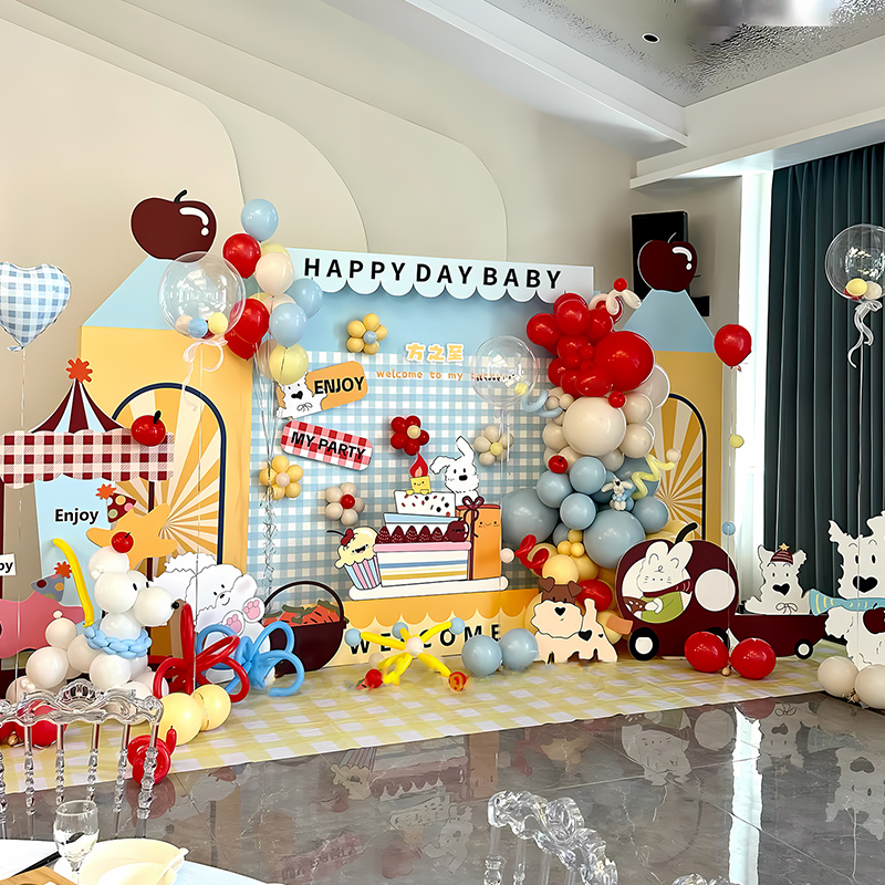 tagi风周岁生日布置多巴胺儿童男女宝宝装饰场景定制背景墙KT板