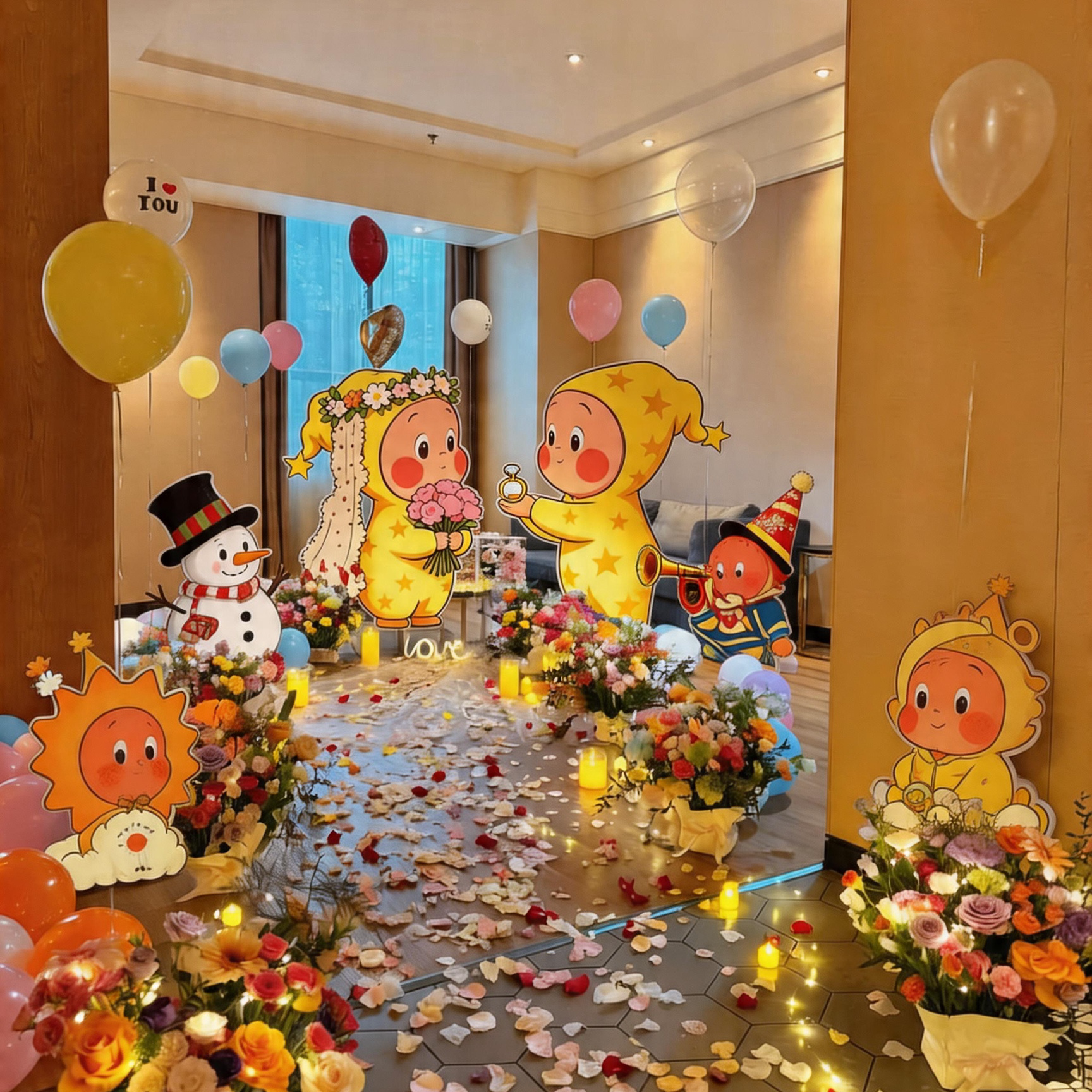 星星人七夕求婚室内布置装饰