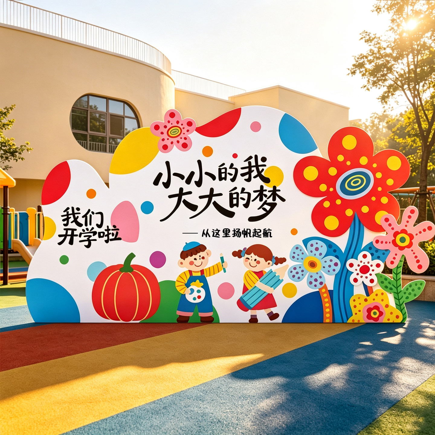 幼儿园开学典礼场景布置教室活动氛围仪式感装饰背景墙kt展板定制