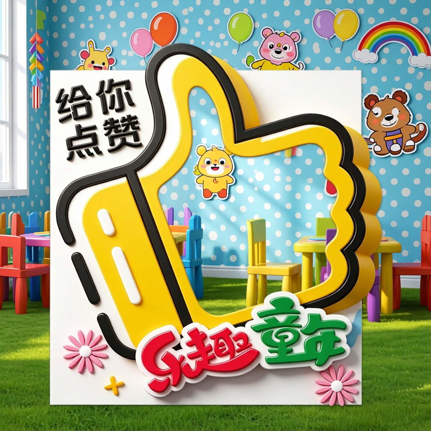 幼儿园61六一儿童节教室布置装饰场景班级门口美陈立牌摆件kt展板