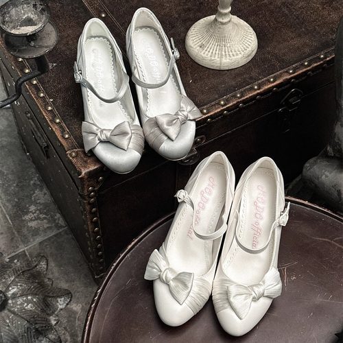 定金丨月之诗丨摩多modo原创Lolita仿缎面皮质小高跟优雅可爱