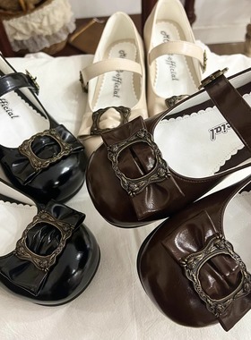 现货丨可可画框丨优雅平底Lolita鞋小圆头cla复古女鞋