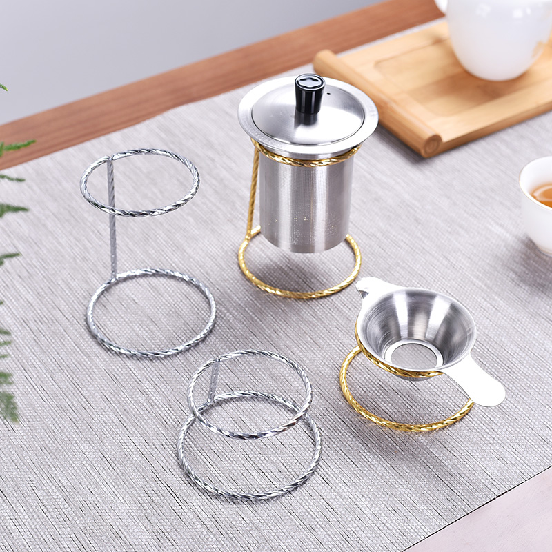 不锈钢茶漏架茶叶过滤网底座功夫茶漏器茶滤创意支架茶器茶道配件