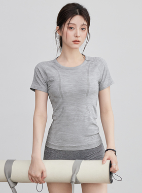 VOJ夏季速干运动2026新款短袖跑步T恤女紧身瑜伽服上衣普拉提健身