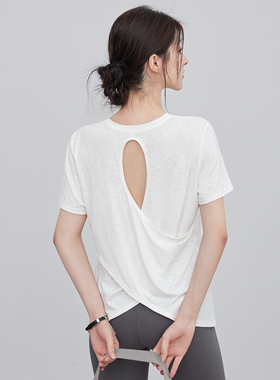 VOJ夏季运动健身短袖T恤速干跑步训练瑜伽服透气罩衫上衣紧身显瘦