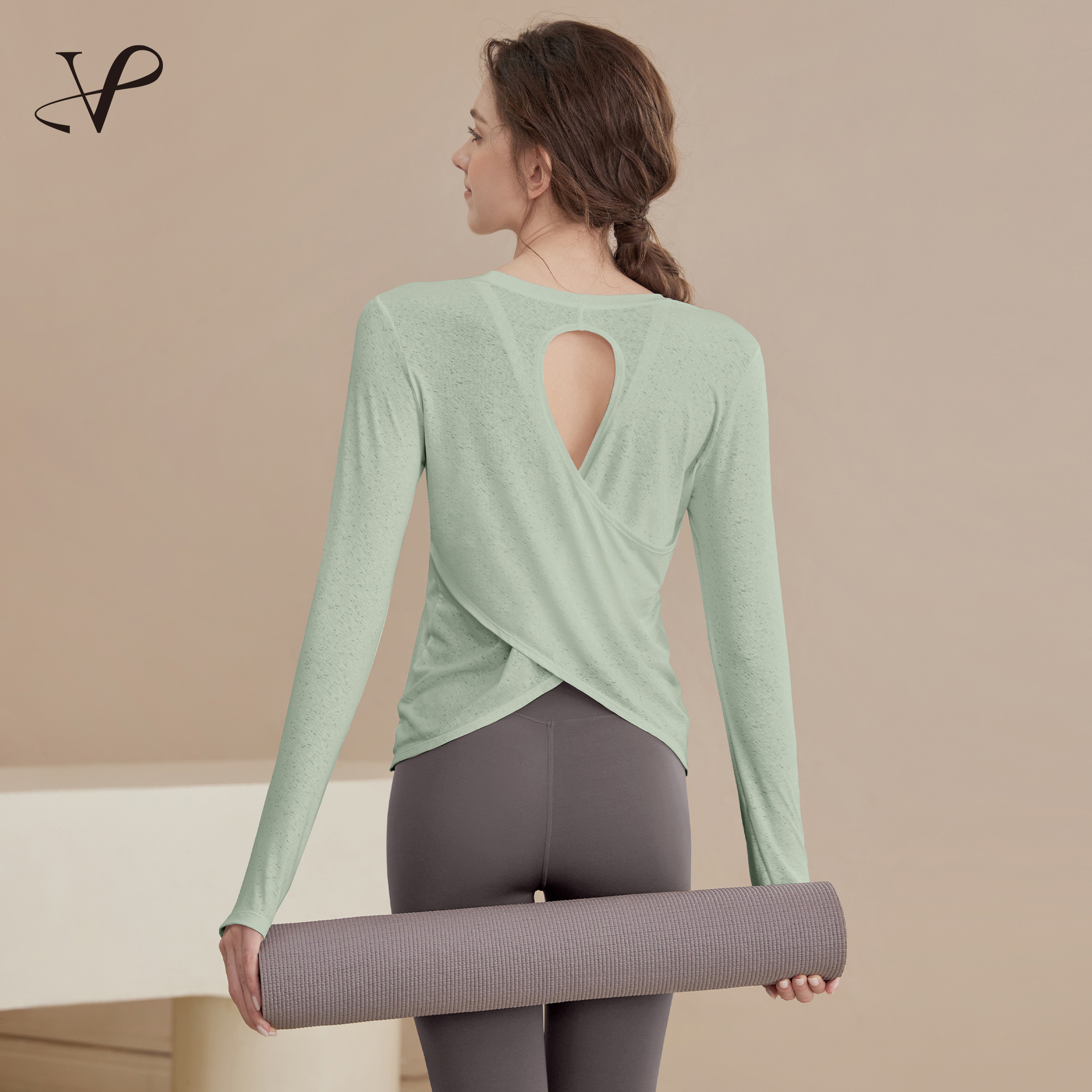 VOJ瑜伽服女罩衫2025新款长袖显瘦运动上衣跑步普拉提健身训练服