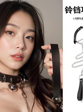 项圈女m铃铛颈带女仆定制链子黑色choker情趣牵引颈环项链脖颈圈s