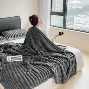兔绒毛毯办公室午睡披肩午休空调被毯沙发盖毯珊瑚绒小毯子床上用