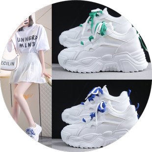 厚底老爹鞋女2024新款夏季透气网面薄款ins潮小白休闲运动女鞋爆
