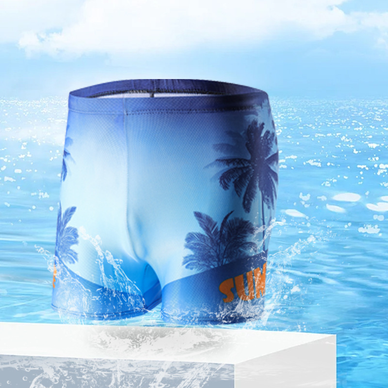 泳裤男士泡温泉平角宽松保守泳衣大码时尚火焰成人游泳裤速干