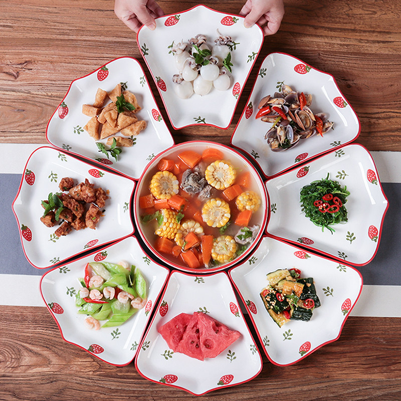 网红陶瓷拼盘组合餐具套装餐盘转盘聚餐盘子太极盘碗碟套装家用,餐饮具,盘,淘宝优惠券,粉丝福利购,淘宝优惠卷
