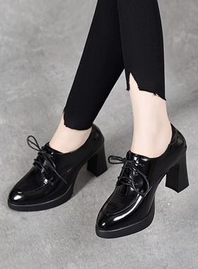 秋冬新款粗跟防水台系带高跟鞋GMQ23007