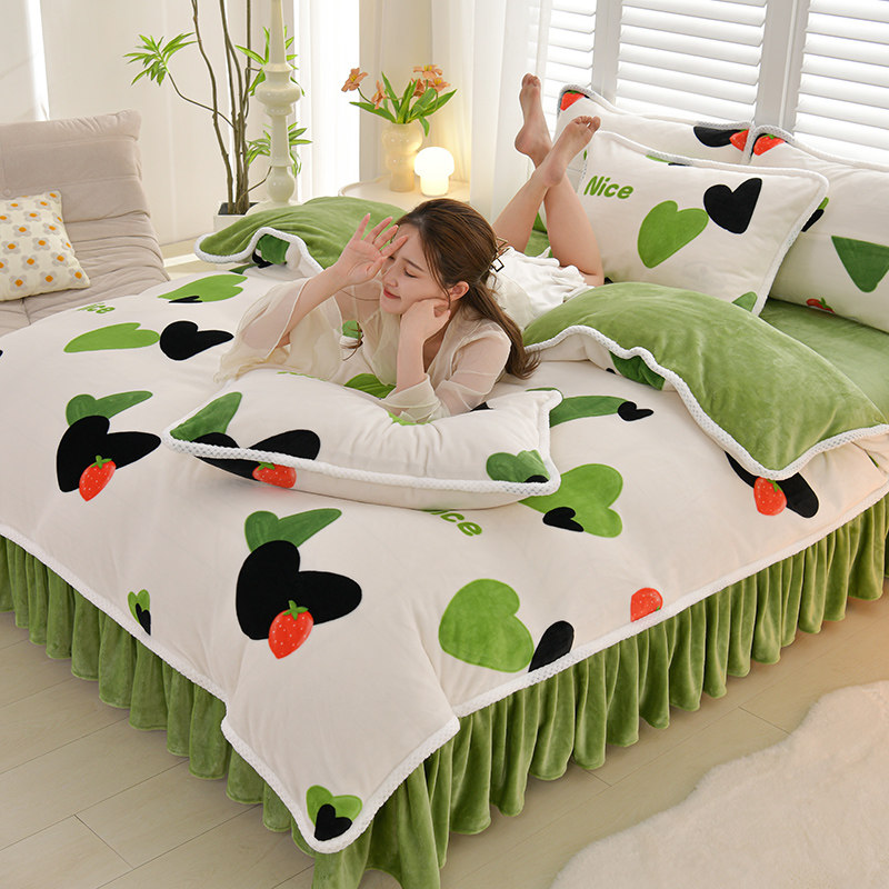 【粉丝专享】2024新款牛奶绒四件套高克重加绒加厚冬季四件套