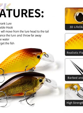 Proberos路亚饵逼真工业打印塑料假饵7CM-13G小胖子渔具用品DW4p9