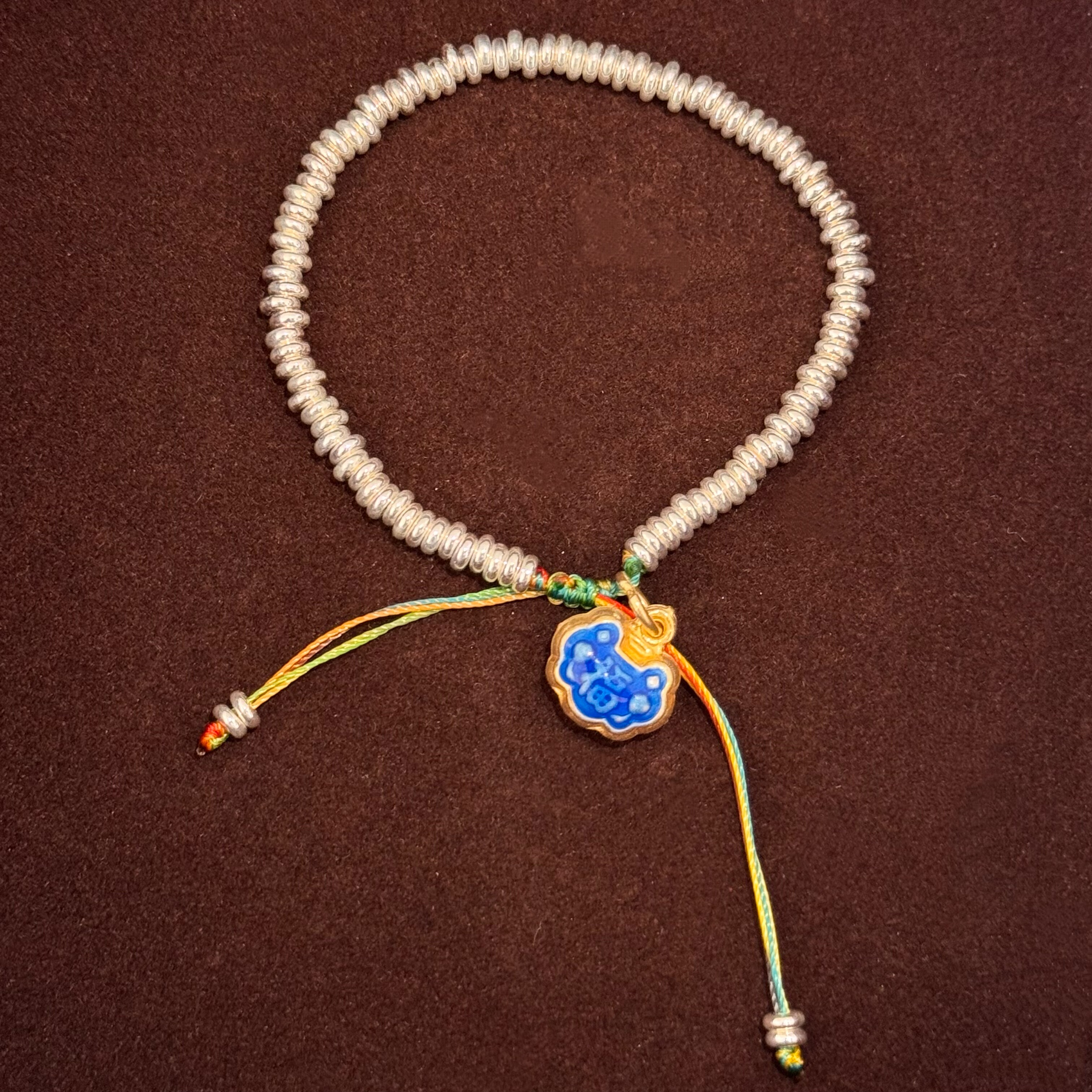 千凤银足银999珐琅长命锁纳福手链女纯银可调节手工编绳五彩绳,饰品/流行首饰/时尚饰品新,银饰手链,淘宝优惠券,粉丝福利购,淘宝优惠卷