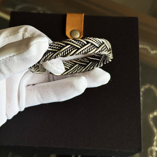 手工编织足银999手镯纯银吉言手镯银镯子原创设计送朋友家长礼物