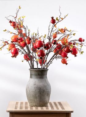 大果秋叶石榴仿真花家居装饰手捧花玫瑰花墙假花INS跨境MW10893