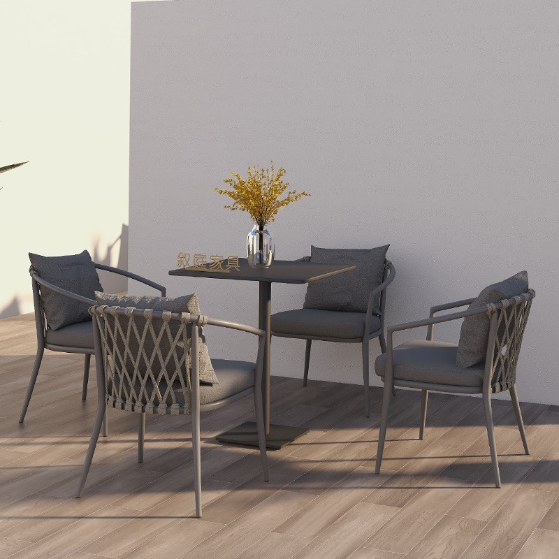 北欧户外休闲藤编餐桌椅阳台花园庭院藤椅咖啡厅桌椅组合藤制家具