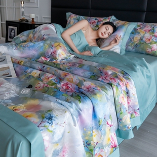 2026新款 水洗真丝提花加印花贡缎提花夏被夏凉被空调被夏被四件套