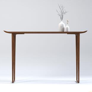 新中式玄关桌客厅靠墙玄关柜简约中堂黑胡桃木供桌入户极窄条案几